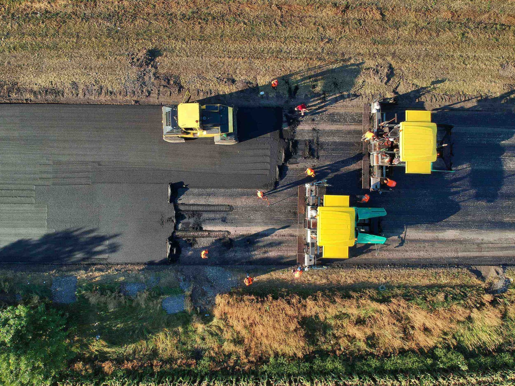 Aerial view of a government construction roadwork site