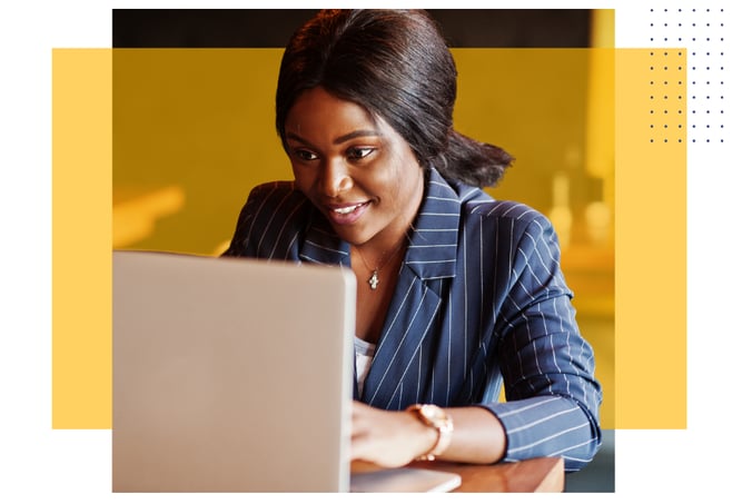 A woman working on her laptop