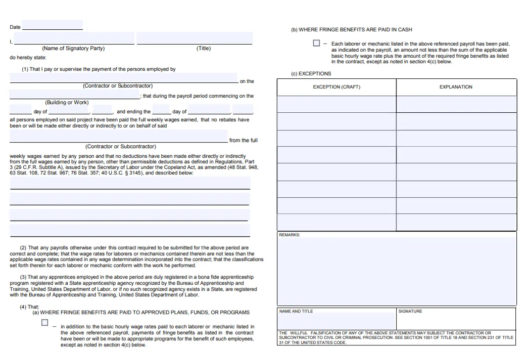 Instructions for completing payroll form